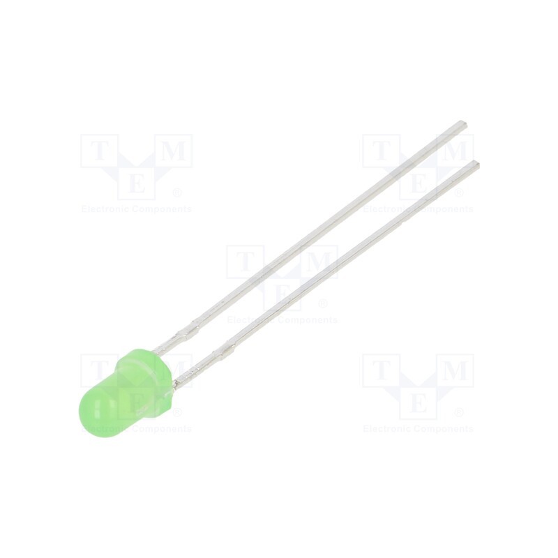 1 pcs x OPTOSUPPLY - OSG53144A-VV - LED, 3mm, green, 1560mcd, 40°, Front: convex, 3÷15V, No.of term: 2