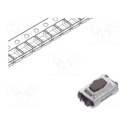 2 pcs x ALPS - SKQYAAE010 - Microswitch TACT, SPST, Pos: 2, 0.05A/12VDC, SMT, 1.6N, 2.5mm, black