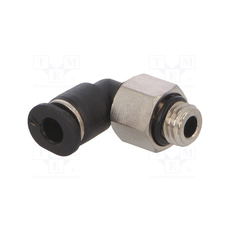 1 pcs x PNEUMAT-PL-74 - Push-in fitting, angled, -0.95÷10bar, Thread: M7, Thread: outside