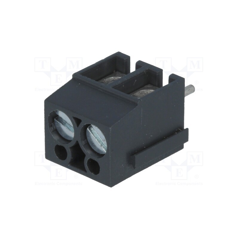 2 pcs x PTR MESSTECHNIK - AK100/2DS-5,0-V/GRAU - PCB terminal block, angled 90°, 5mm, ways: 2, on PCBs, 0.5÷2.5mm2
