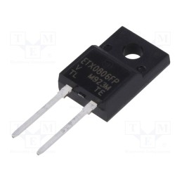1 pcs x VISHAY - VS-ETX0806FP-M3 - Diode: rectifying, THT, 600V, 8A, , Ifsm: 80A, TO220FP, Ufmax: 2V