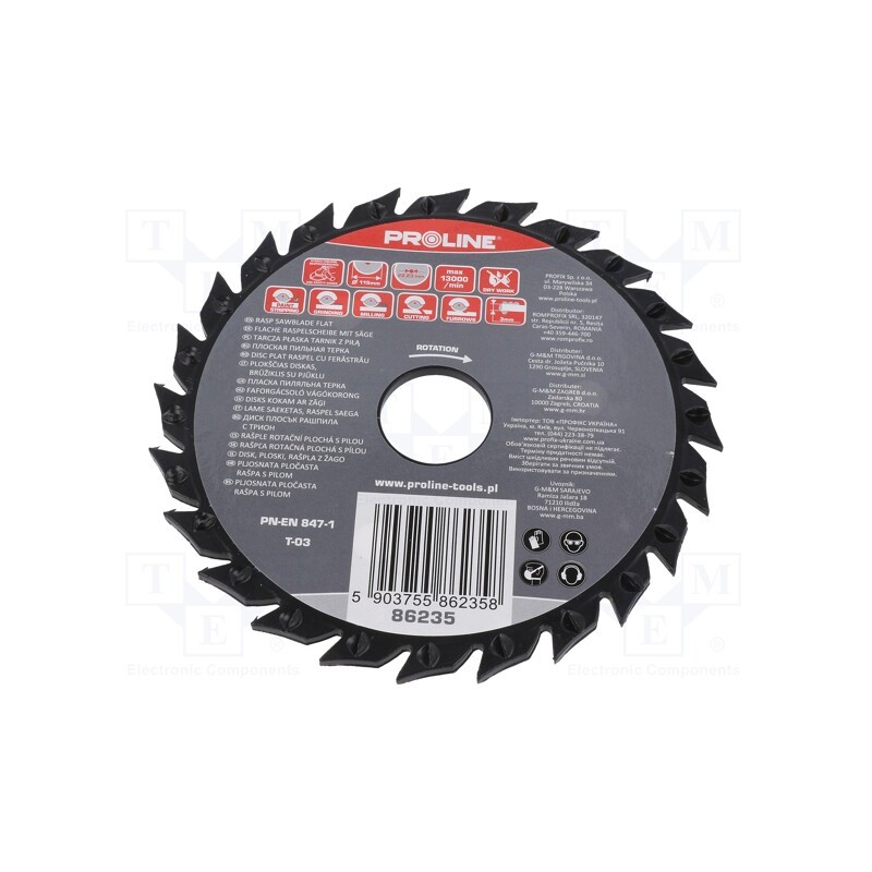 1 pcs x PROLINE - 86235 - Cutting wheel, Ø: 115mm, with rasp, Ømount.hole: 22.23mm