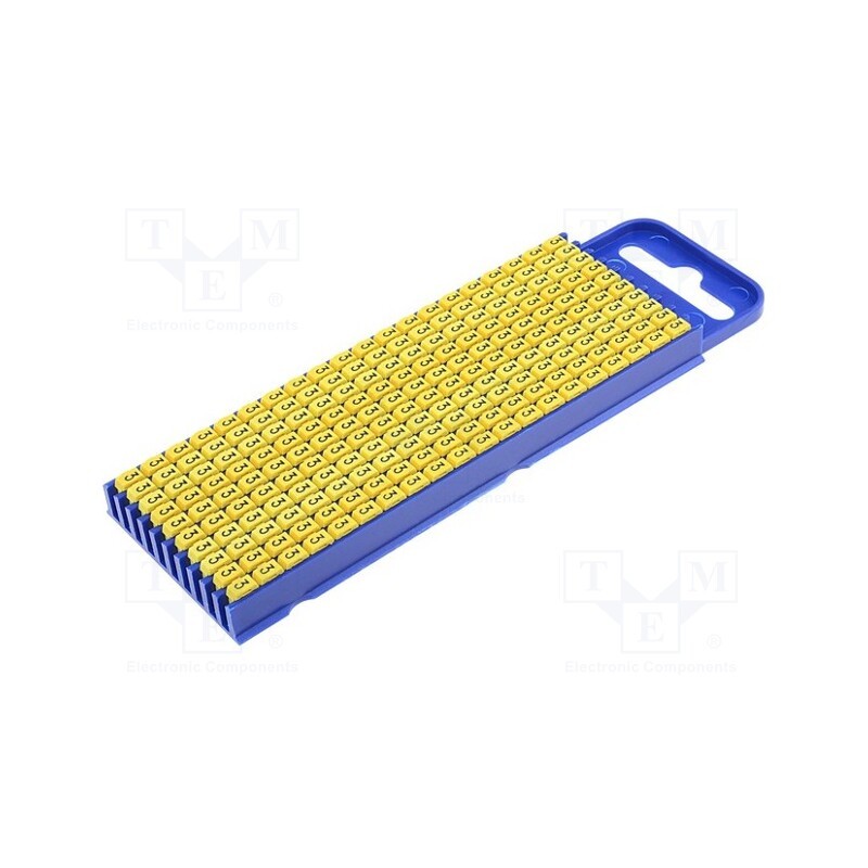 200 pcs x HELLERMANNTYTON - 561-02634 - Markers, Marking: 3, 2.8÷3.8mm, polyamide, yellow, -40÷85°C, WIC