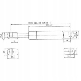 Shock absorber gas cylinder 500mm 150n h2058100400