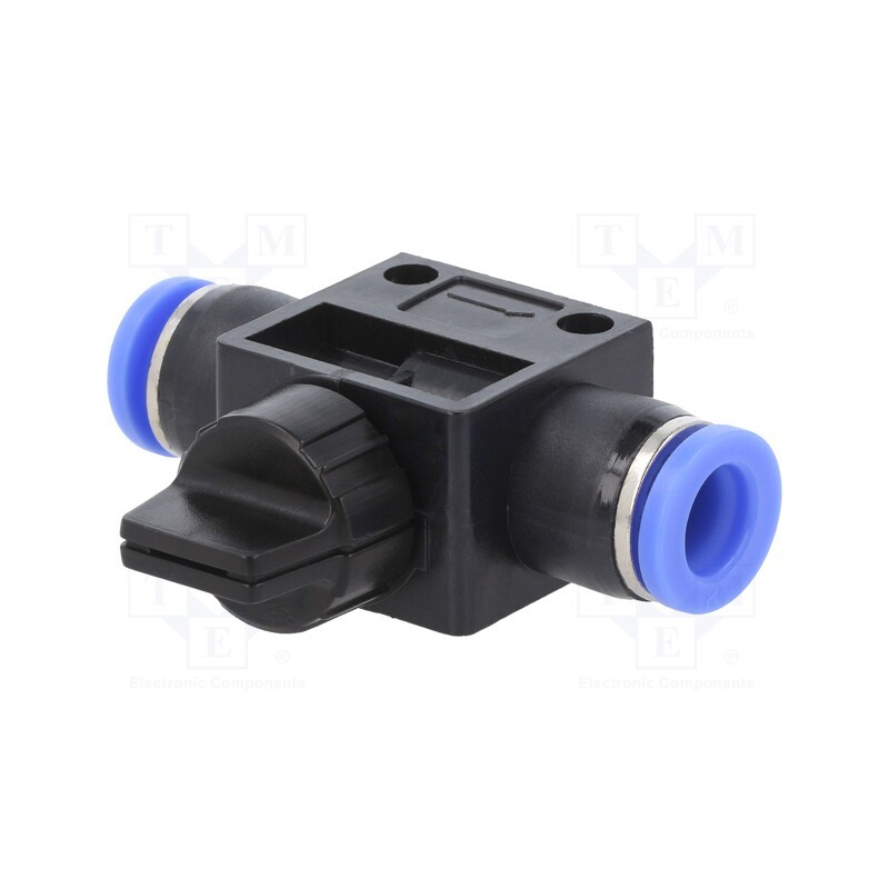 1 pcs x PNEUMAT-190.008 - Shutoff valve, 0÷10bar, nickel plated brass,PBT, 8mm, 0÷60°C