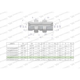 Inch hydraulic connector bb 3 4 bsp xsv