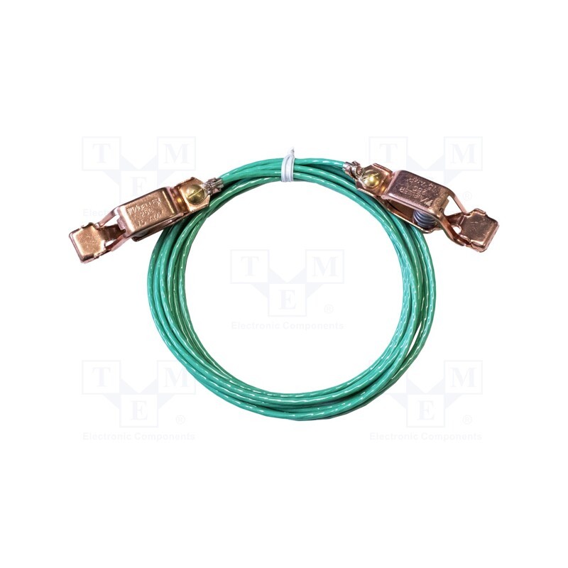 1 pcs x MUELLER ELECTRIC - AI-000474-60 - Ground/earth cable, both sides,aligator clip, Len: 1.5m, green