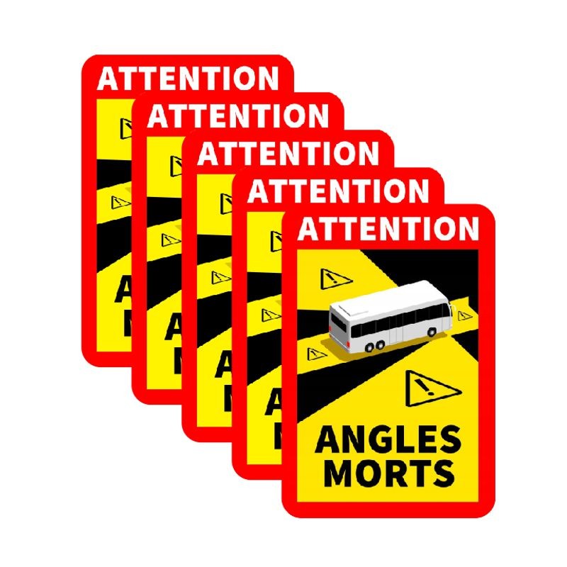 Angles morts bus coach sticker, set of 5 pieces