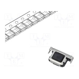 2 pcs x PANASONIC - EVPAEGE2A - Microswitch TACT, SPST, Pos: 2, 0.015A/15VDC, SMT, none, 1.6N, black