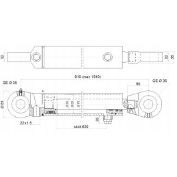 Hydraulic actuator 63 630 u35 l 910 hydrolider