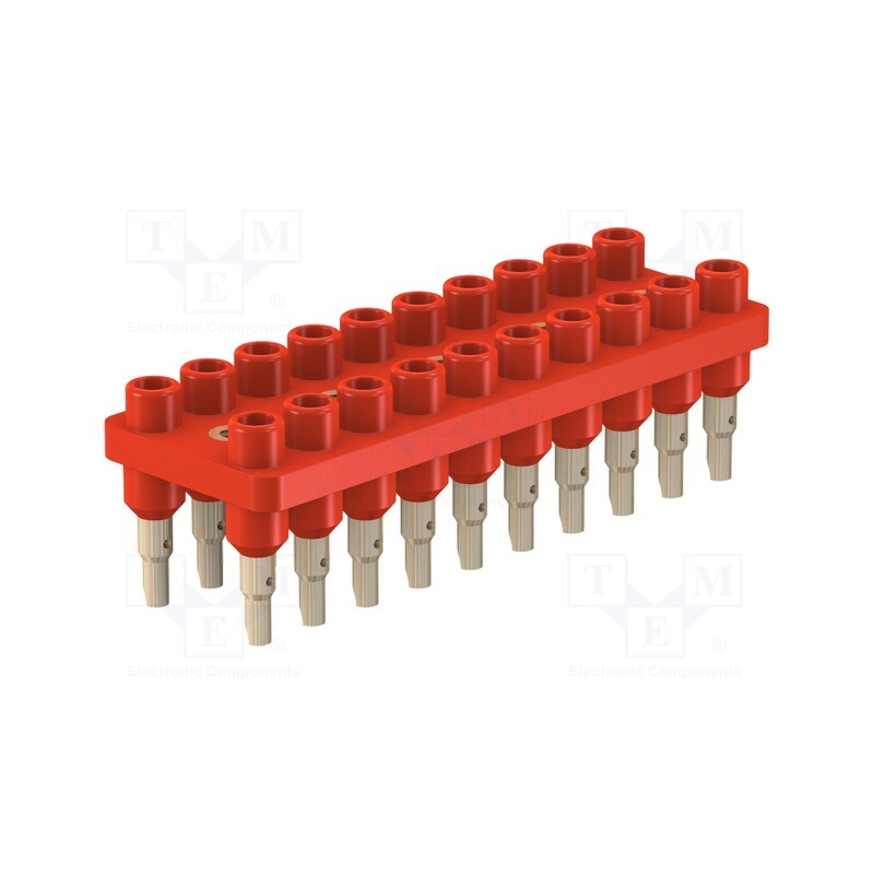 1 pcs x STu00c4UBLI - 63.9358-22 - Socket strip, 2mm banana, red, 70VDC, 10A, 33VAC, Sockets: 20, 12mm