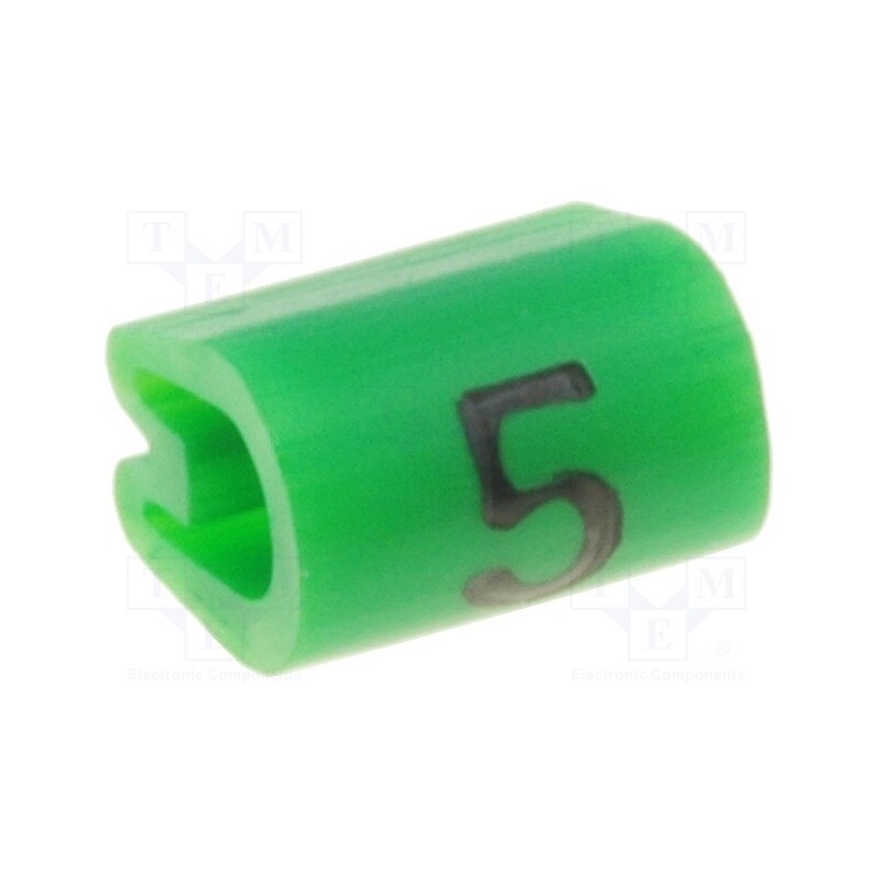 200 pcs x TE Connectivity - 5811505 - Markers, Marking: 5, 2÷3.2mm, PVC, green, -45÷70°C, leaded