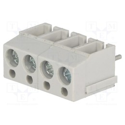 2 pcs x NINIGI - AC300V-04P-5.0-GRAY - PCB terminal block, angled 90°, 5mm, ways: 4, on PCBs, 2.5mm2, 16A