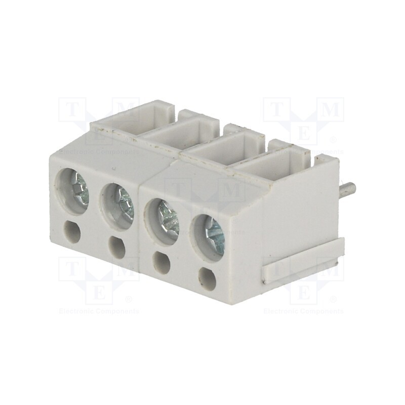 2 pcs x NINIGI - AC300V-04P-5.0-GRAY - PCB terminal block, angled 90°, 5mm, ways: 4, on PCBs, 2.5mm2, 16A