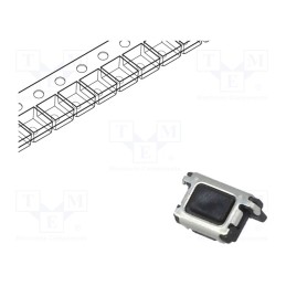 5 pcs x PANASONIC - EVPAEBB2A - Microswitch TACT, SPST, Pos: 2, 0.015A/15VDC, SMT, none, 1.6N, black
