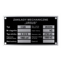 Ursus c 328 c328 nameplate stamped