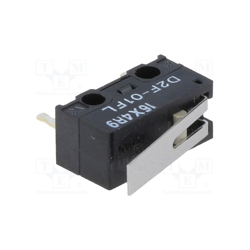 2 pcs x OMRON OCB - D2F-01FL - Microswitch SNAP ACTION, 1A/125VAC, 0.1A/30VDC, with lever, SPDT