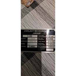 Ursus C 355 C355 nameplate stamped