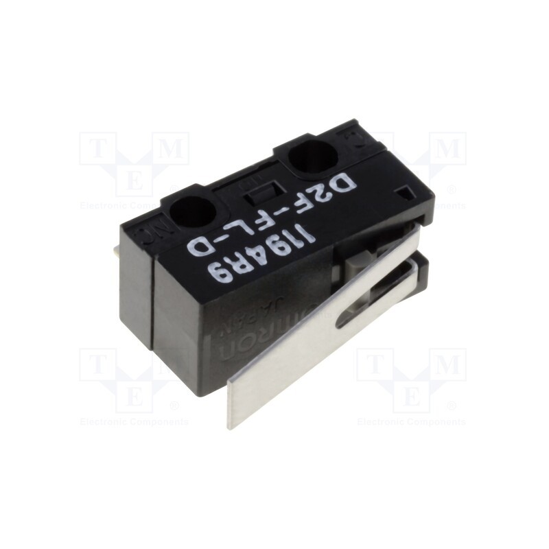 2 pcs x OMRON OCB - D2F-FL-D - Microswitch SNAP ACTION, 1A/125VAC, 0.5A/30VDC, with lever, SPDT