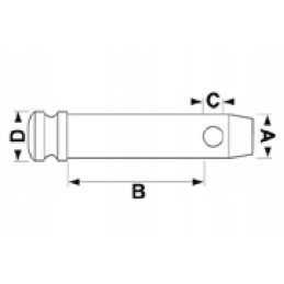 Lower link pin 28x54mm thread 7 8 ca