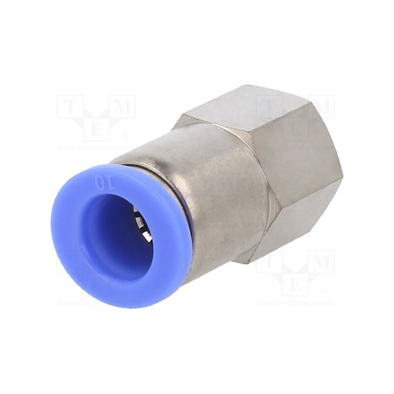 2 pcs x PNEUMAT-124.014-10 - Push-in fitting, straight, -0.95÷15bar, nickel plated brass