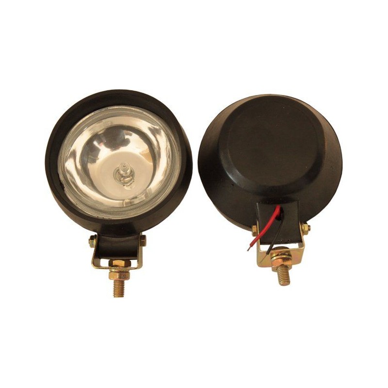 Round headlight in rubber lamp with bulbs