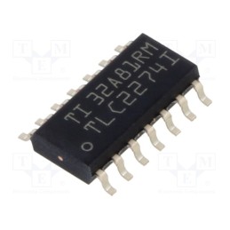 1 pcs x TEXAS INSTRUMENTS - TLC2274IDR - IC: operational amplifier, 2.2MHz, Ch: 4, SO14, , IB: 150pA