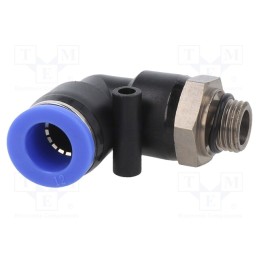 1 pcs x PNEUMAT-125.014-12 - Push-in fitting, angled, -0.95÷15bar, PBT, Thread: G 1/4', 0÷60°C