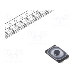 1 pcs x PANASONIC - EVPBB2A9B000 - Microswitch TACT, SPST, Pos: 2, 0.02A/15VDC, SMD, none, OFF-(ON)