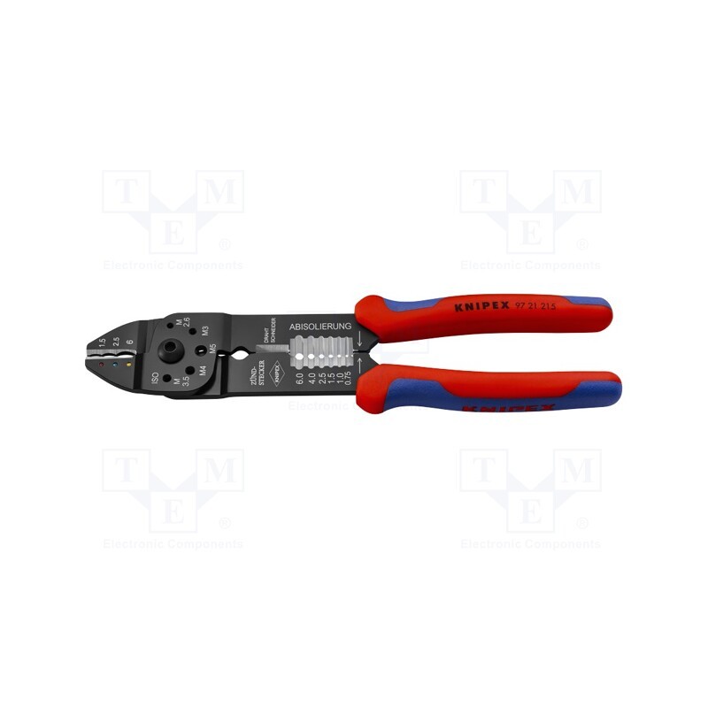 1 pcs x KNIPEX - 97 21 215 - Tool: for crimping, insulated connectors, 0.5÷6mm2
