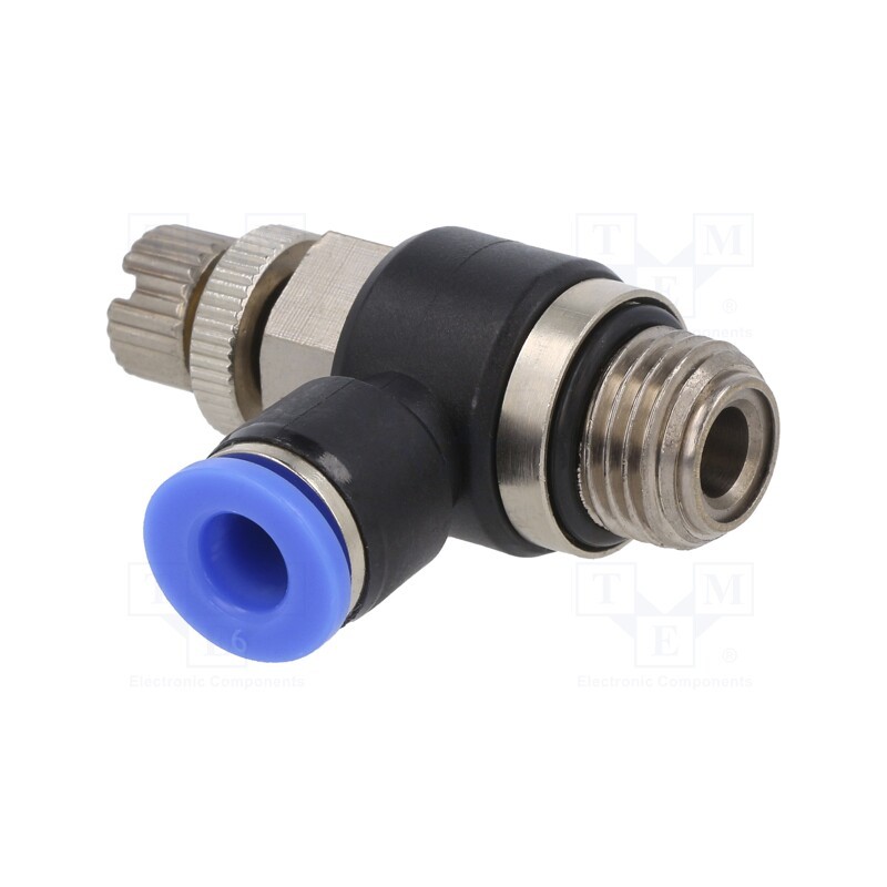 1 pcs x PNEUMAT-188.014-6 - Throttle-check valve, -0.95÷15bar, nickel plated brass,PBT