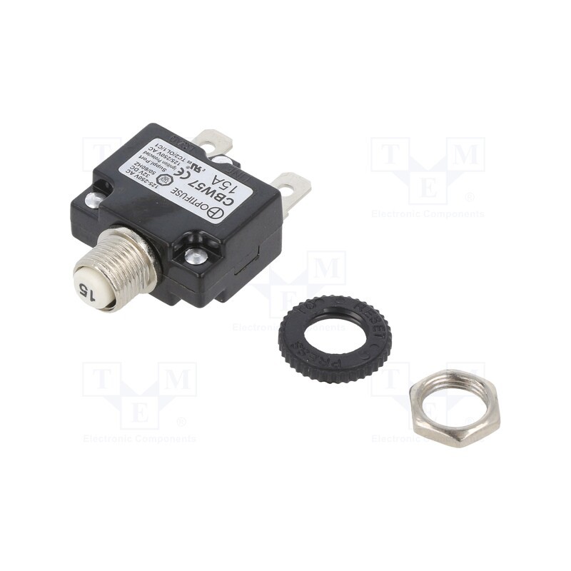 1 pcs x OPTIFUSE - CBW57-HS-15A-5X - Fuse: thermal, 15A, Imax: 1kA, 125V,250V, 32VDC,50VDC