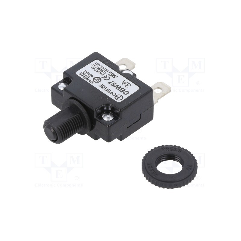 1 pcs x OPTIFUSE - CBW57-ES-3A - Fuse: thermal, 3A, Imax: 1kA, 125V,250V, 32VDC,50VDC