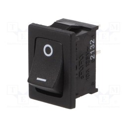 1 pcs x E-SWITCH - RA1113112R - ROCKER, SPST-NO, Pos: 2, ON-OFF, 4A/250VAC, black, 30mΩ, Body: black