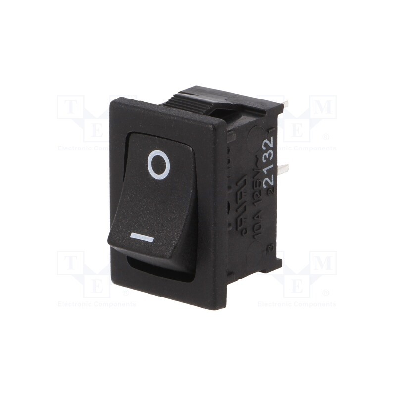 1 pcs x E-SWITCH - RA1113112R - ROCKER, SPST-NO, Pos: 2, ON-OFF, 4A/250VAC, black, 30mΩ, Body: black