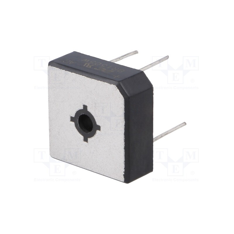 1 pcs x DC COMPONENTS - BR1505W - Bridge rectifier: single-phase, Urmax: 50V, If: 15A, Ifsm: 300A