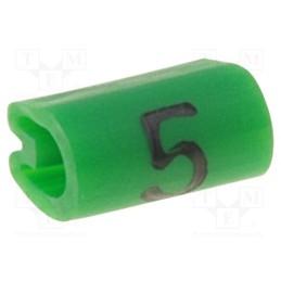 200 pcs x TE Connectivity - 5801505 - Markers, Marking: 5, 1.5÷2mm, PVC, green, -45÷70°C, leaded