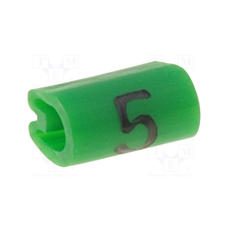 200 pcs x TE Connectivity - 5801505 - Markers, Marking: 5, 1.5÷2mm, PVC, green, -45÷70°C, leaded