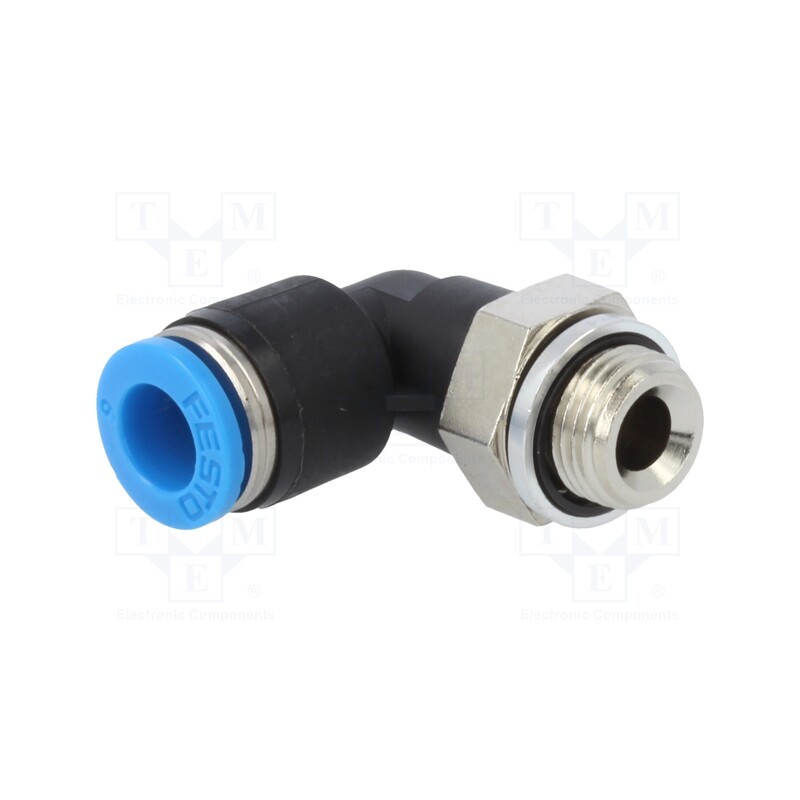1 pcs x FESTO-186117 - Push-in fitting, angled 90°, -0.95÷6bar, Gasket: NBR rubber, QS