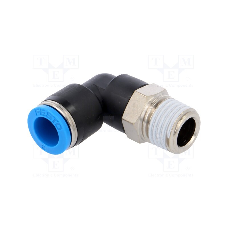 1 pcs x FESTO-153049 - Push-in fitting, angled 90°, -0.95÷6bar, Gasket: NBR rubber, QS