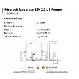 Washer tank 2 2 liters, pump 12v 2 2l