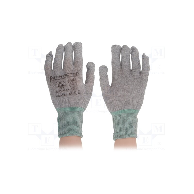 1 pcg x STATICTEC - STC5302 - Protective gloves, ESD, M, 10set, grey