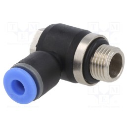 1 pcs x PNEUMAT-145.018-4 - Push-in fitting, angled, -0.95÷15bar, nickel plated brass,PBT