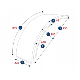 Front fender for excavator, tractor, 235x840, domestic