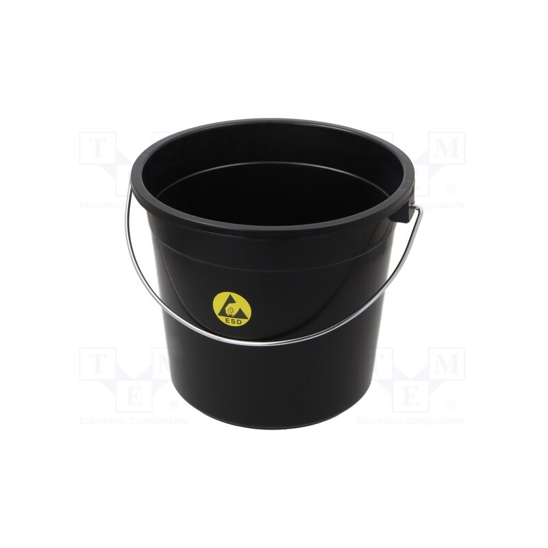 1 pcs x STATICTEC - STS1330 - Waste bin, ESD, Ø400mm, 14l, polypropylene, black