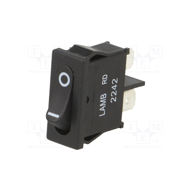 1 pcs x E-SWITCH - RD1113112R - ROCKER, SPST, Pos: 2, OFF-ON, 6A/250VAC, black, Rcont max: 35mΩ, RD1