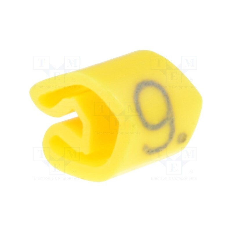 200 pcs x WEIDMu00dcLLER - 252611529 - Markers, Marking: 9, 3÷5mm, PVC, yellow, -30÷80°C, leaded, UL94V-0