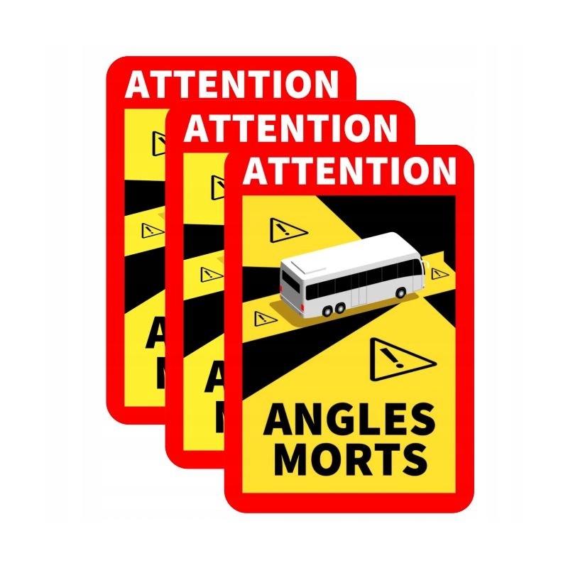 Blind spots angles morts bus camper sticker 3 pcs