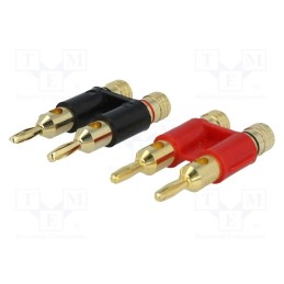 1 set x ACV - 30.4070-02 - Connector: 4mm banana, gold-plated, double, plug, on cable
