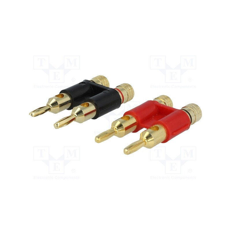 1 set x ACV - 30.4070-02 - Connector: 4mm banana, gold-plated, double, plug, on cable